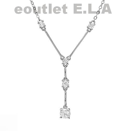 31mm 1.30ct CZ 5-stone SILVER NECKLACE